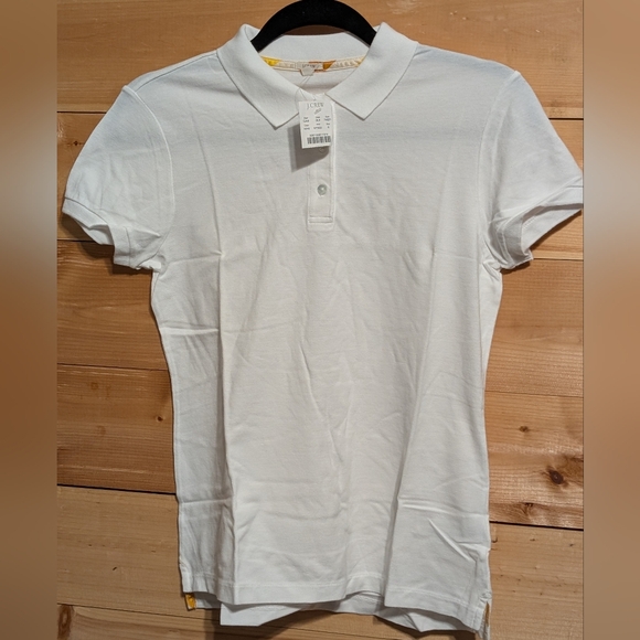J. Crew Tops - J. Crew Crisp White Polo Shirt..Super Cute Detail..Small